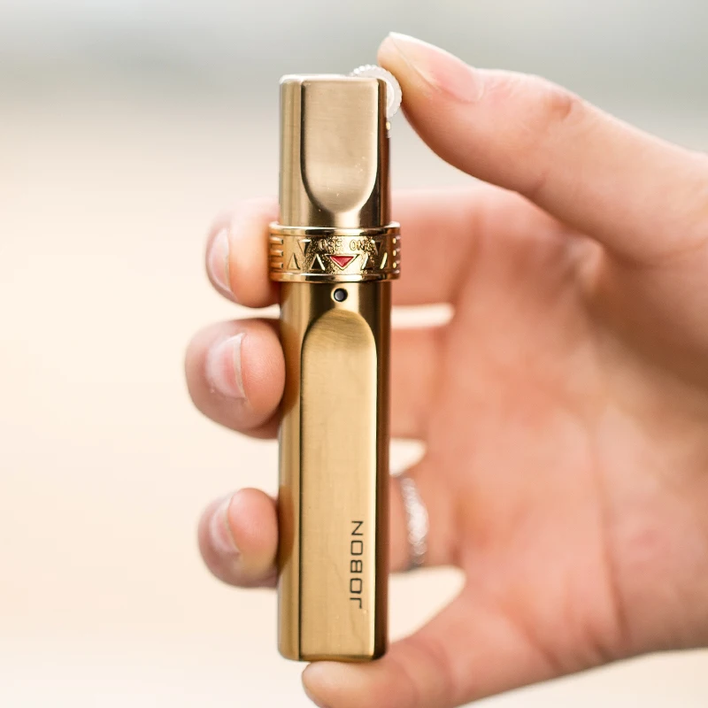 JOBON Vintage Refillable Candle Smoke Customized Metal Cigar Cigarette Jet Flame Butane Gas Flint Lighter Custom Logo Wholesale