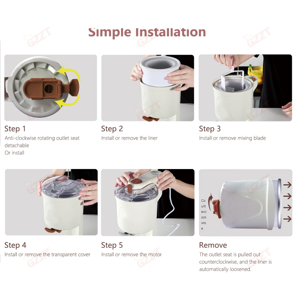 Home Small Homemade Mini Ice Cream Machine Children Ice Cream Machine Automatic Yogurt Ice Cream Machine