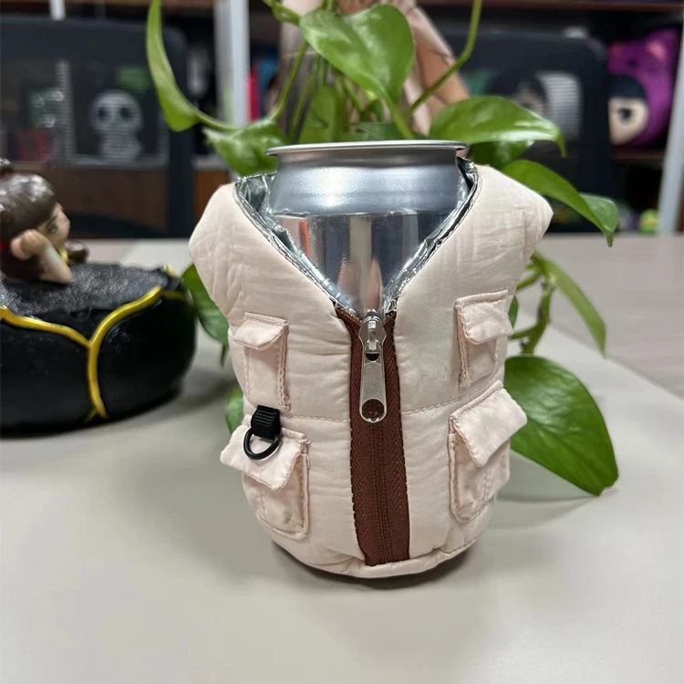 New Design Beer Can Drinks Cooler Jacket Vest Coat Custom Logo Cola Jacket Vest Insulation Coat