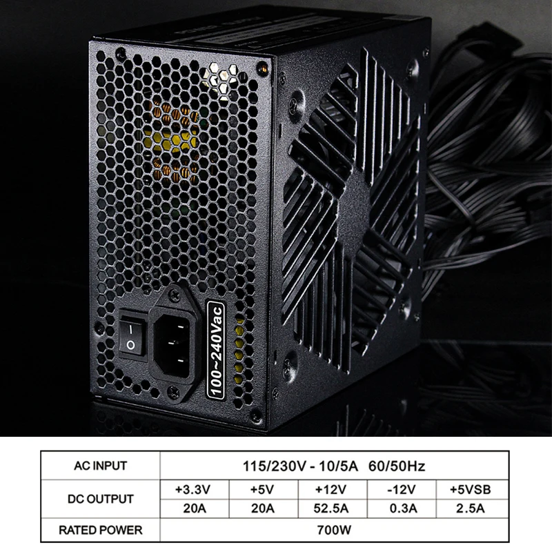 SNOWMAN ATX 700W PSU 80 PLUS ブロンズ電源供給ユニット 3年保証