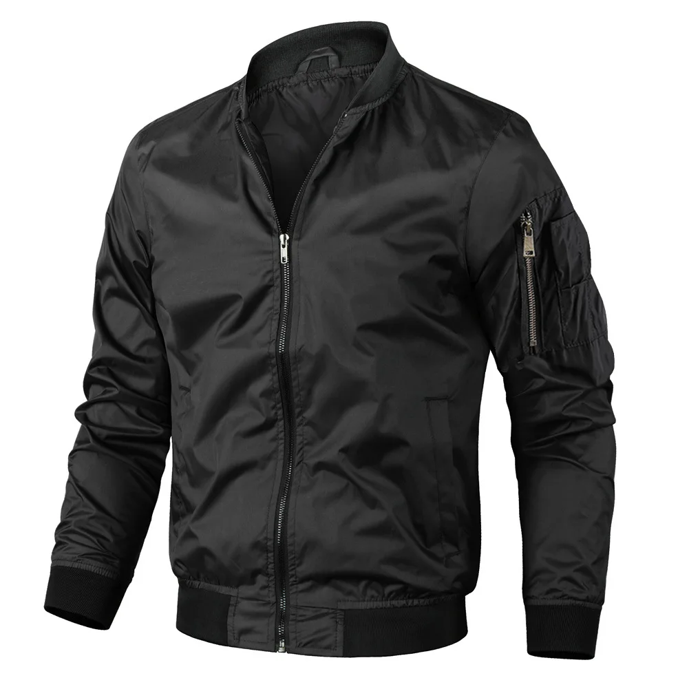 Wholesale High Quality autumn and winter casual thin section wholesale men's solid color bomber jacket_voghion.com