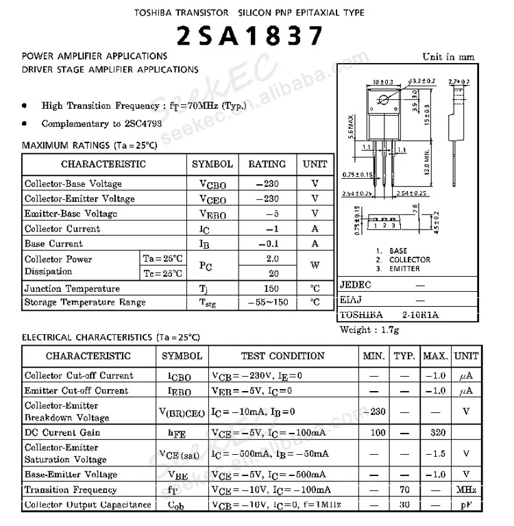 2SA1837 TO-220F 2SA1837 2SC4793 Transistor A1837 C4793 Transistor 2SA 2SB  2SC 2SD 2N 2SA1837| Alibaba.com