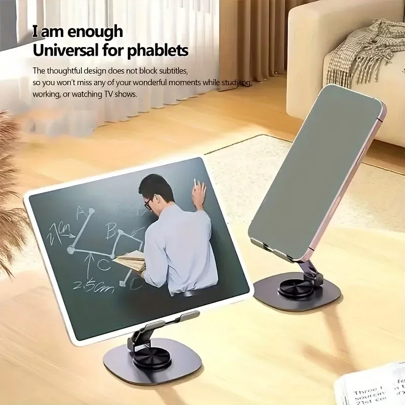 Aluminum Alloy Rotatable Cell Phone and Tablet Stand - 360 Degree Adjustable Des