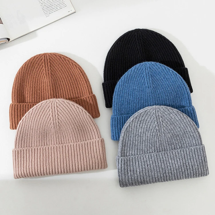 Warm Thicken Cashmere Mens Women's Fashion Winter Hats Logo Knitted Wool Beanies Unisex Winter Cap