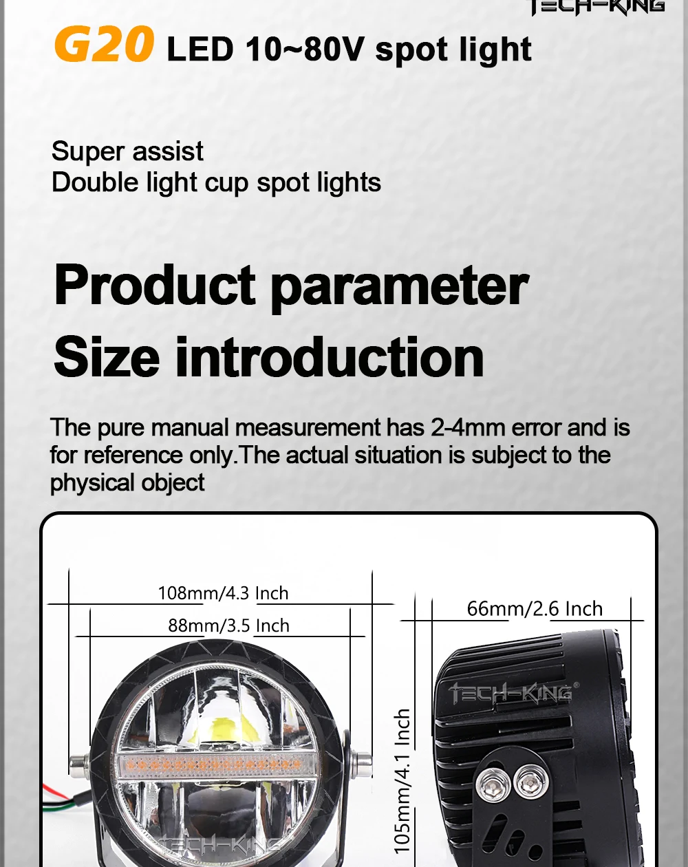 TK 3.5 Inch White Yellow Optional High Low Beam Car SUV Offroad Motorcycle ATV UTV BUS Truck LED Work Driving Head Fog Light For