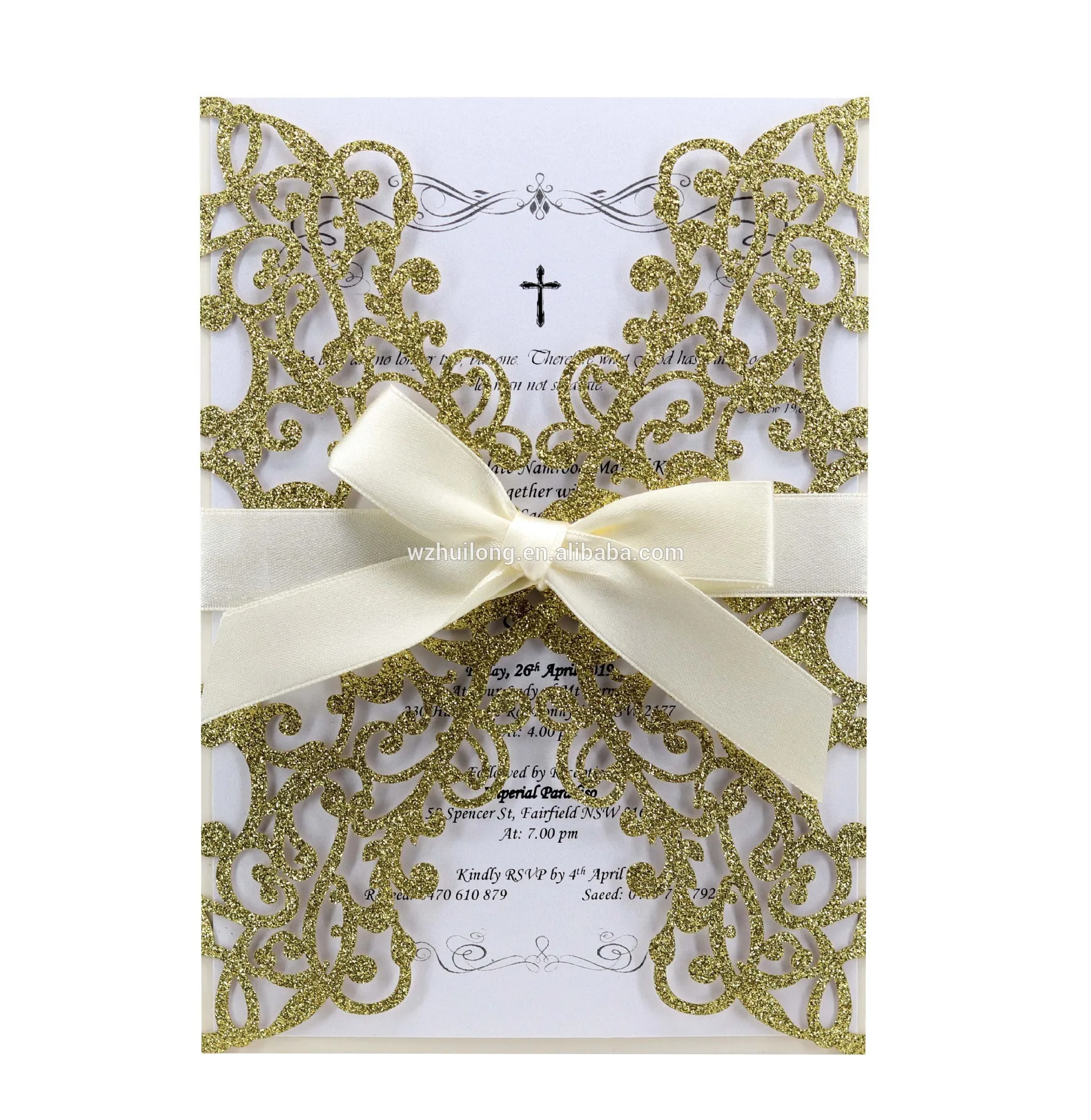 Блестящая Свадебная пригласительная открытка для вечеринки лазерная резка золото серебро Элегантный Королевский дизайн