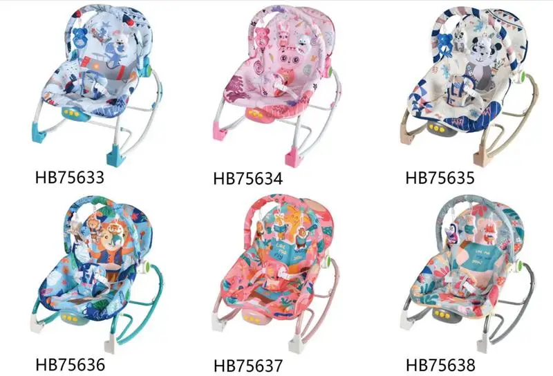 0m+ 2023 New Fabric 2 In 1 Infant Multifunction Rocking Chair Swing Baby Rocker Seat With Light