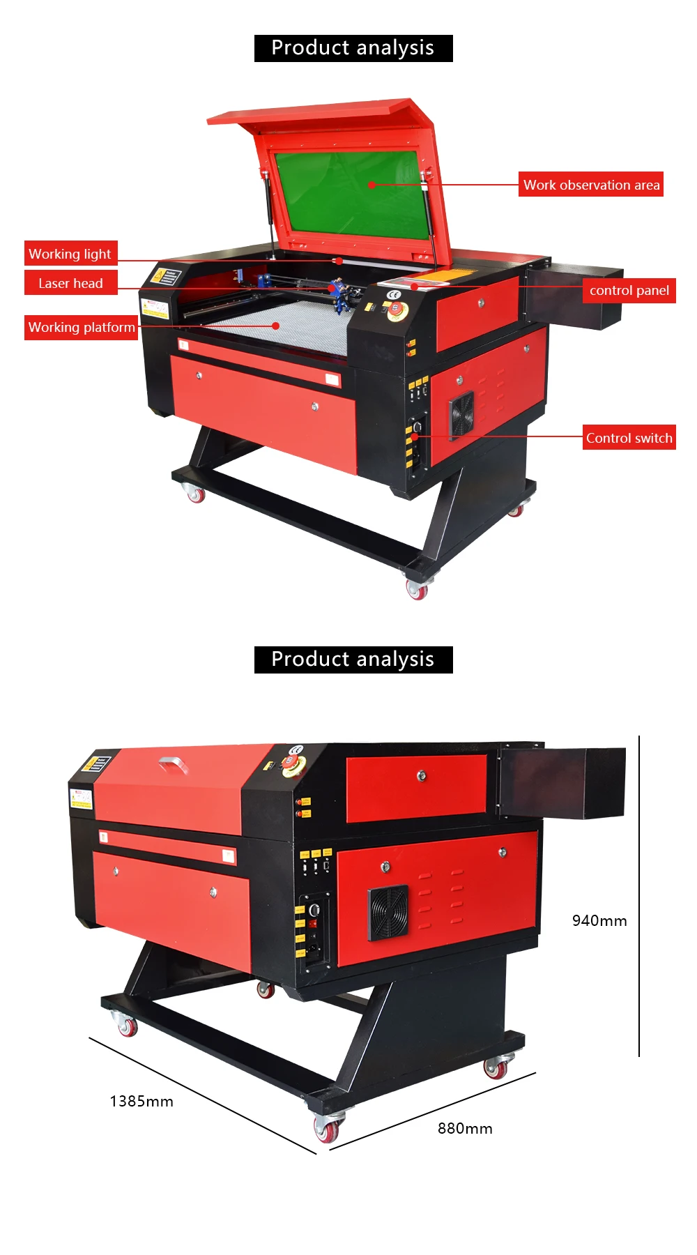 Kh 7050 Working Area Co2 Laser Engraver And Cutting Machines 700 500mm