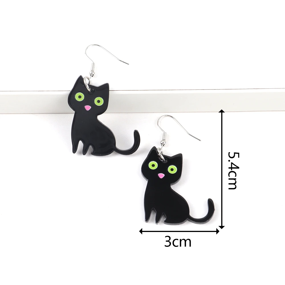 Boucles D'Oreilles Clous Chat Noir Mignon 10 Mm – Acier Inoxydable, Style Cartoon Cadeau Adorable