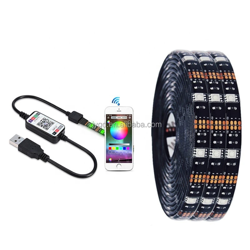 5M Wireless APP Intelligent Remote RGB LED Strip Lights DC 5V USB TV Back Light 5050 SMD Flexible Tape Led Ribbon