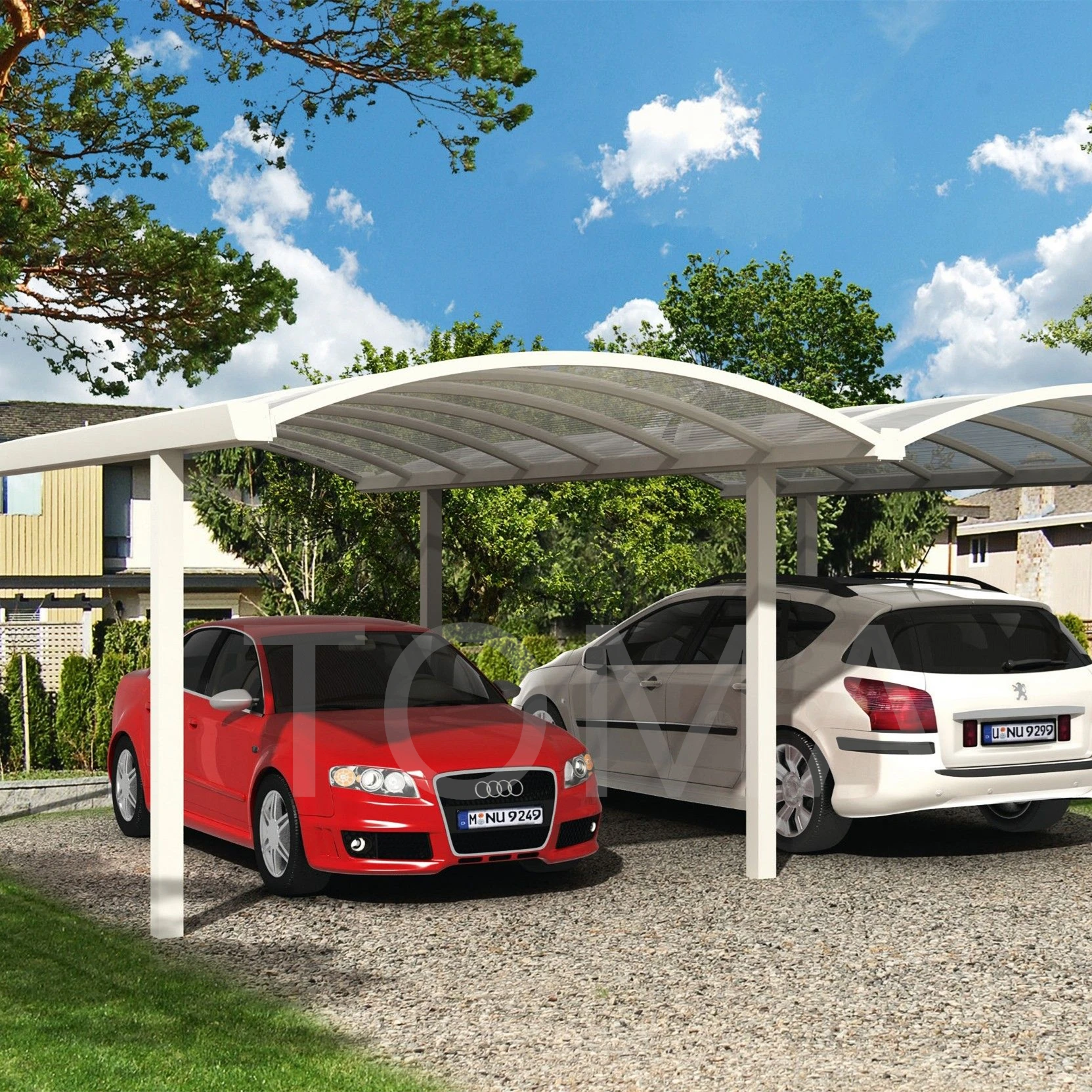Strong Aluminum Structure Carport Free Standing Polycarbonate Roofing Car Parking Tent Metal Frame Canopy