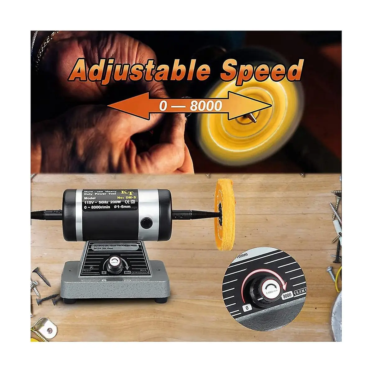 Jewelry Making Tools Buff Polishing Machine with 2 Buff Jewelry Bench Grinder Motor Grinding Machine