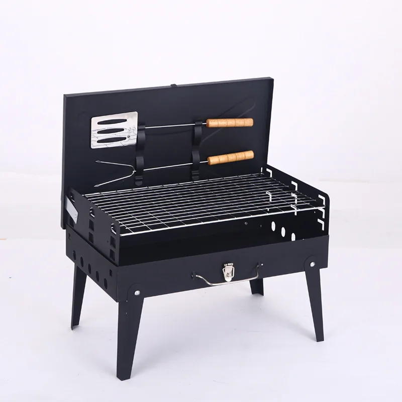 2026 Hot Selling Best Quality Portable Outdoor BBQ Charcoal Grills With BBQ Tools Convenient Barbecue Grill Oven Set With Lock