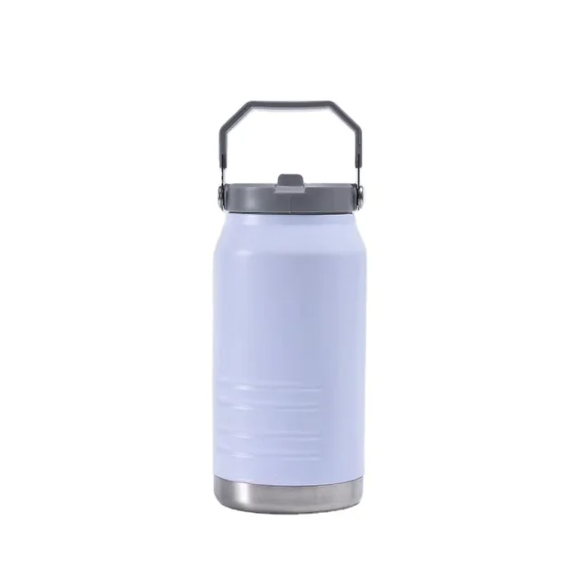Large Capacity Stainless Steel Double Deck Water Cup With Handle Suction Nozzle