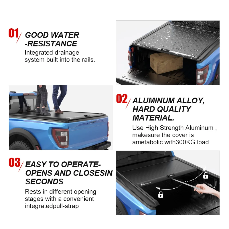 Zolionwil 4X4 Roller Shutter Bed Cover Roller Lid Manual Roll up Tonneau Cover for 2012-2021 Ford Ranger Xlt Double Cab
