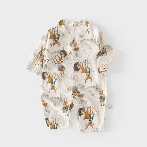 Newborn Infant Cartoon Printed Pure Cotton Long Sleeve Baby Romper Jumpsuit Suit