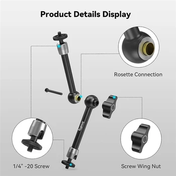 SmallRig 9.8 Inch Adjustable Articulating Magic Arm with Both 1/4" Thread Screw for LCD Monitor/LED Lights - 2066B detail image