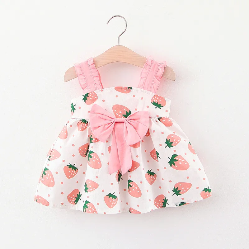 Toddler Kids Baby Girls Sleeveless Cute Strawberry Princess Summer Dress Clothes 