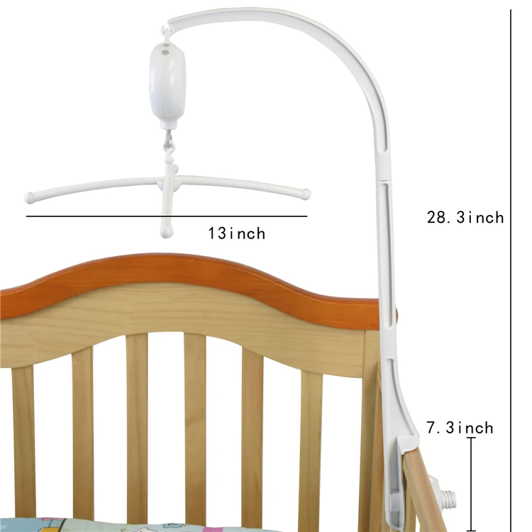 White Crib Mobile Attachment Clamp With Rubber Padding Fits Bed Bell