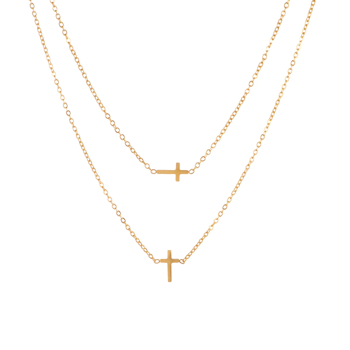 18K Gold Dainty Cross Pendant Necklace for Women