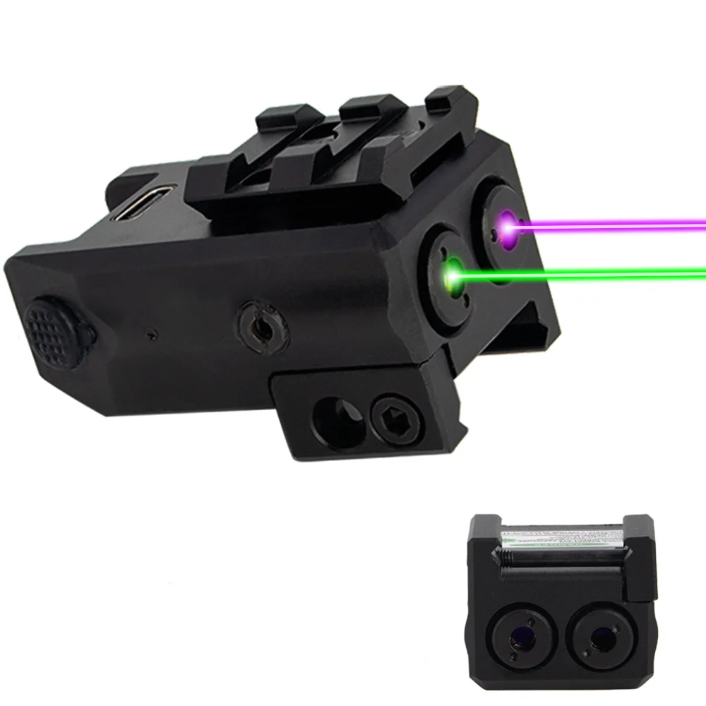 Hunting Sub-compact USB Rechargeable Dual Laser Sight With  Purple Laser  and  Green Laser Sight Combo