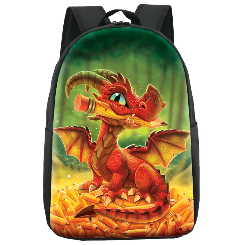 Adoramagic Roscoe The Dragon Kids School Backpack - Plush Red & Gold Rucksack, 30x23x10cm