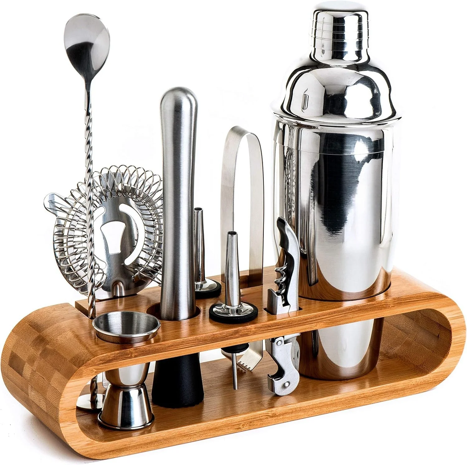 10-Piece Highest Quality Reusable Stainless Steel Cocktail Shaker Set 550ml Capacity Boston Shaker Bartender Kit Customized