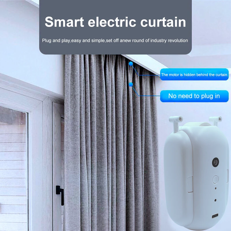 BT Automatic Curtain Opener Closer Robot Wireless Smart Curtain Motor Timer  Voice Control Smart Home Automation Device for Curtain Track Rod  Replacement for  Alexa Google Assistant 