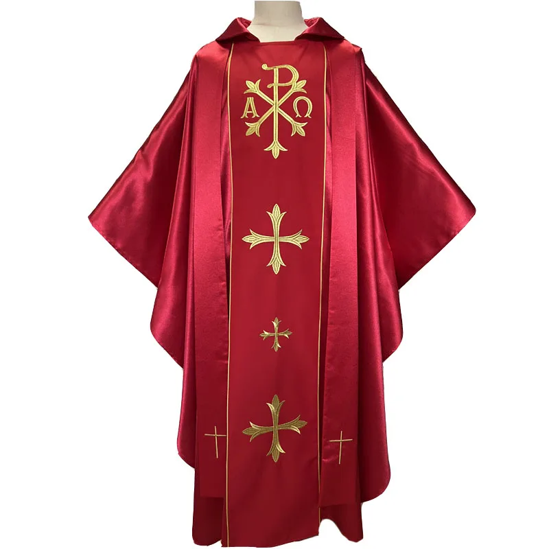 Зеленый атлас с вышивкой крестом, папа, священник, Chasuble