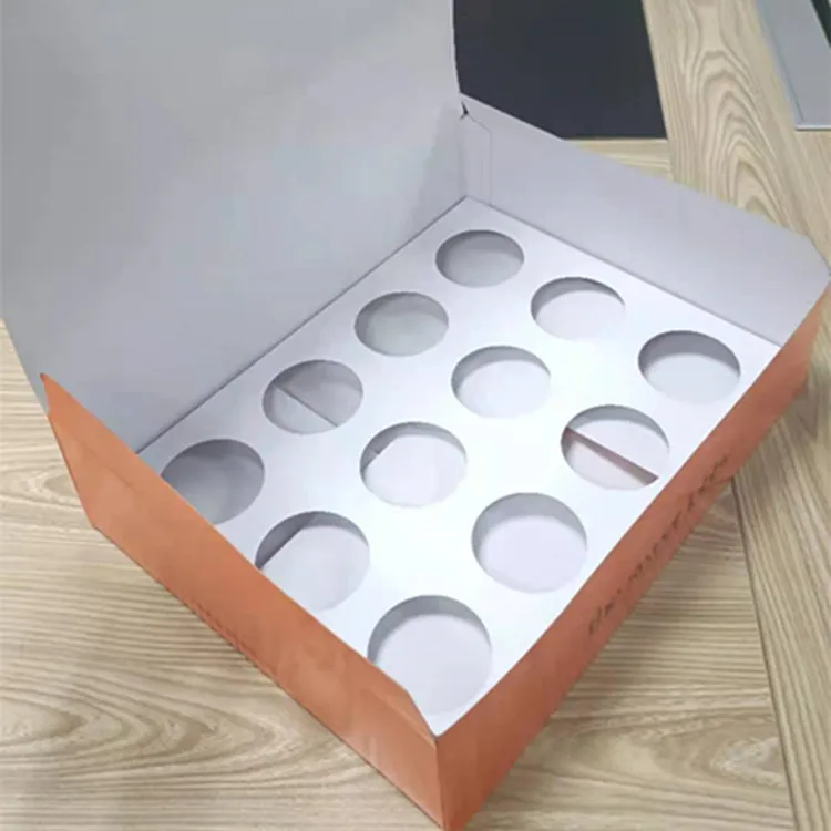 Large Size Printing Logo Packaging 6 Hole Cake Box Corrugated Board Cupcakes Boxes  With Rigid 
