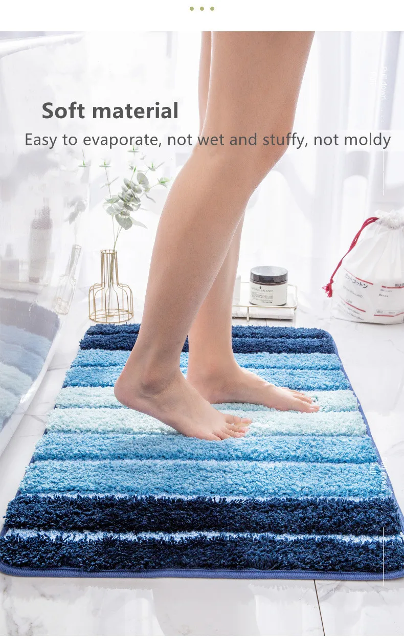 Custom Modern Rug Carpet Multicolor Stripe Bathroom Non Slip Mat Bedroom Living Room Washable Floor Mat manufacture