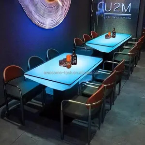 Led Nightclub Table Oblong Plastic Bar Table Glowing Outdoor bar Party Table