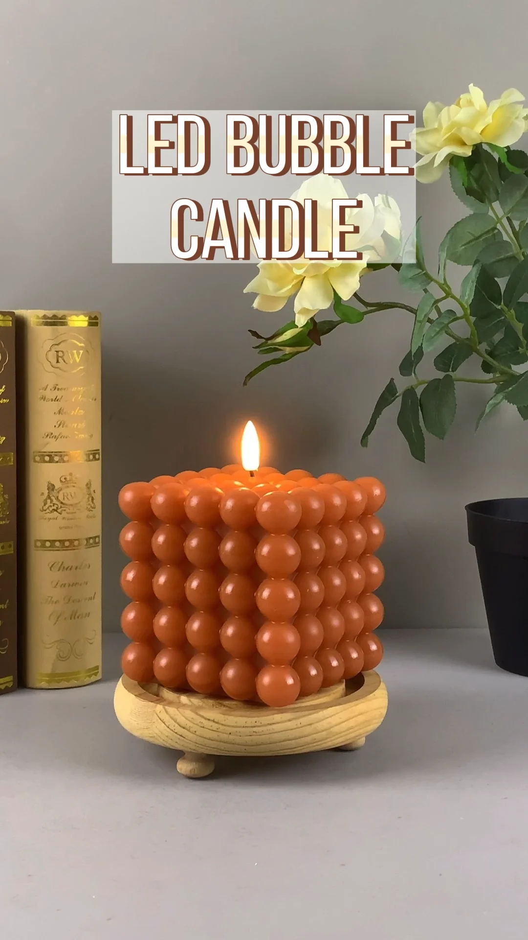 Home Decorative Elegant Real Wax Flickering Battery Bubble Flameless