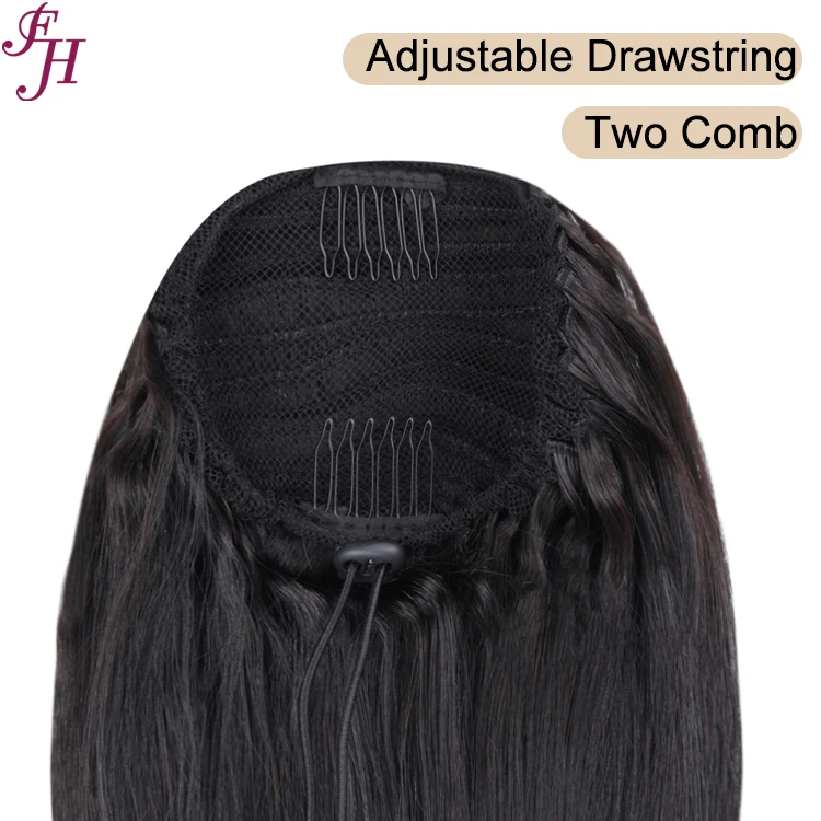 FH Afro Puff Drawstring Kinky Curly Ponytail Human Hair Straight Vietnamese Hair Afro Kinky Puff Ponytail