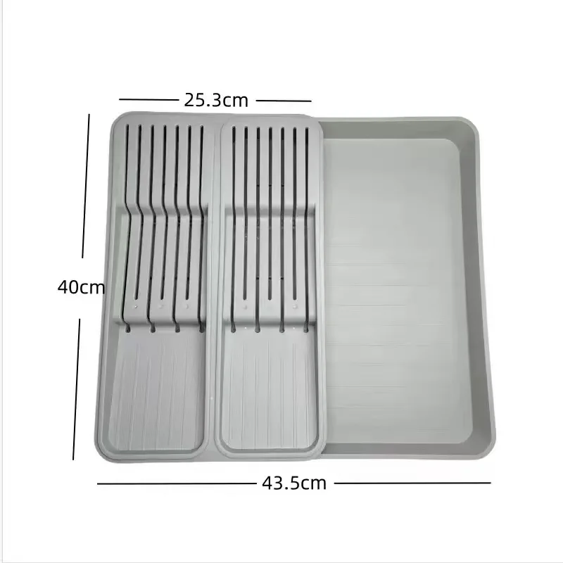 Hot Selling Kitchen Accessories Expandable Cutlery Drawer Storage Organizer Tray Plastic aperçu 5