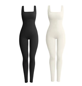 New Fashion Woman Sport Jumpsuit Ribbed Workout Activewear One Piece Custom logo Yoga Jumpsuit