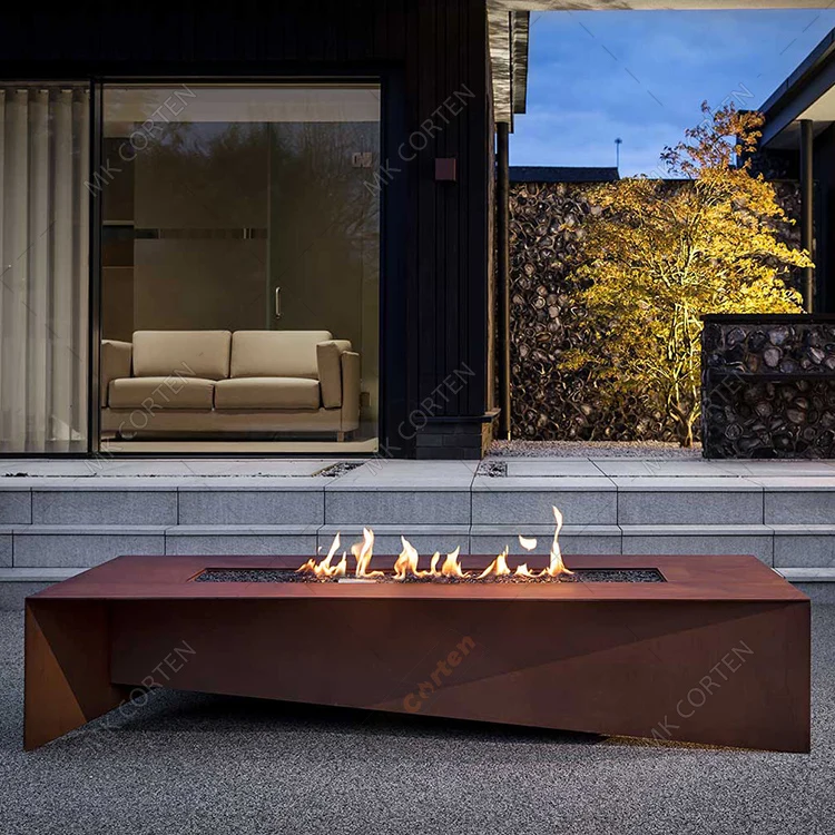 Practical Garden Decorative Corten Steel Gas Fire Pit Table - Buy ...