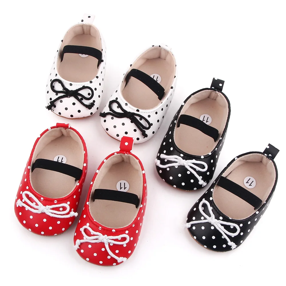 Wholesale polka dot baby princess shoes girls cute bow-knot toddler shoes details