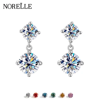 NORELLE Hot Sale S925 Silver Moissanite Stud Earring for Women Sweet Heart Drop Earrings Korean Style Moissanite Stone Jewelry