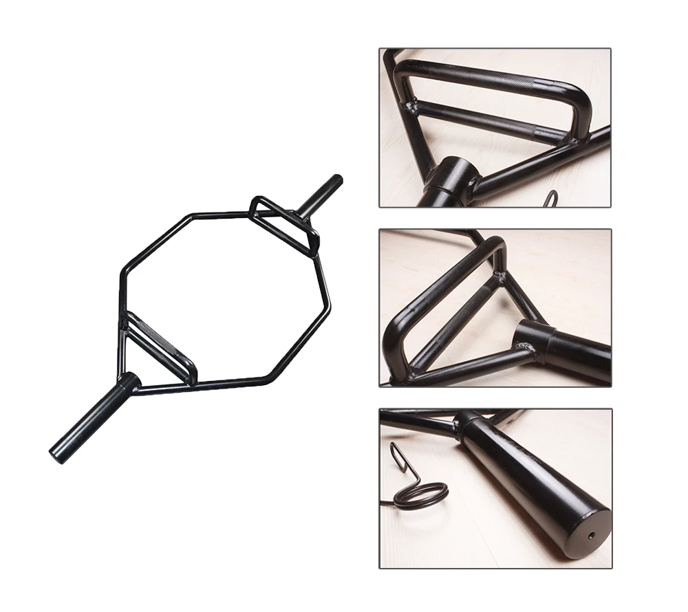 Dead Lifting Shrug Training Barbell Bar Standard Secure Grip Chrome Hex