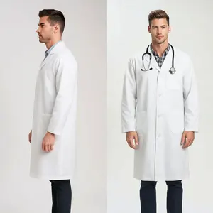 Wholesale Custom Pharmacist Chemistry Scientist Cotton Long Sleeve White Lab Coat Medical Uniform Hospital Doctor Nurse Lab Coat