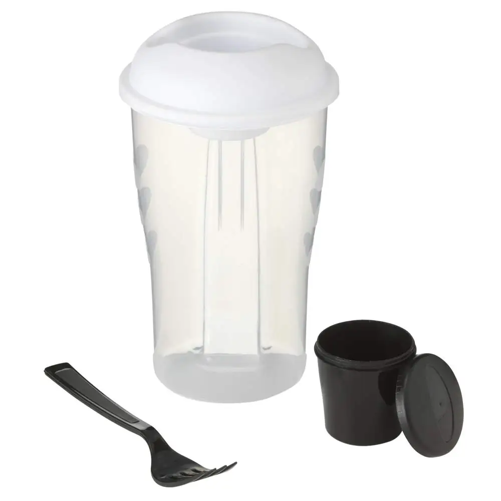 Wholesale Portable Salad To Go Shaker With Dressing Container Cup And Fork,  Black and green, 32oz (Pack Of 1) From m.