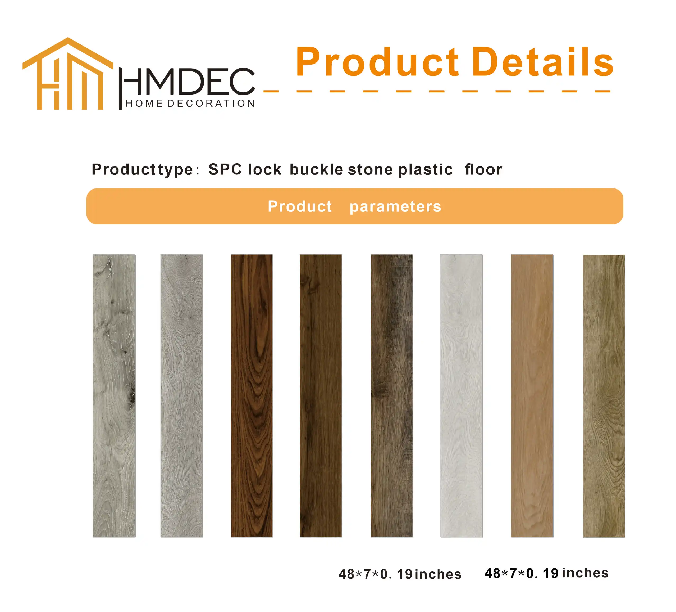 Realistic Wood Design Warm Oak 48*7*0.2 Inches 5mm Spc Anti Slip Rigid