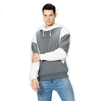 Manufacturer Wholesale Fashion Color Matching Casual Polyester Sports Plus Size Men's Hoodies