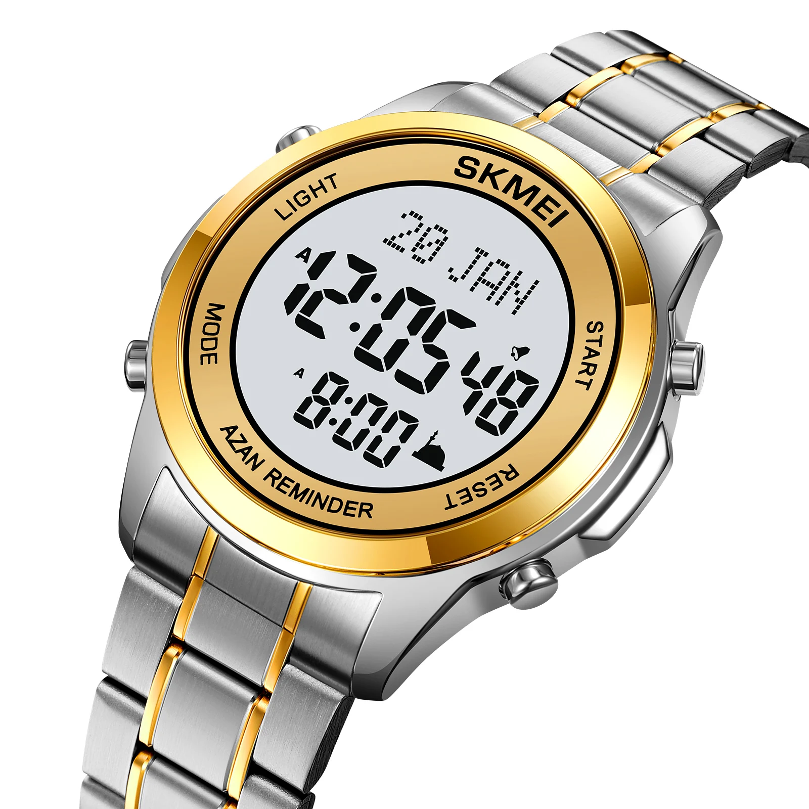 Azan Watch for Muslim Prayer with Qibla Compass Islam Al Harameen Fajr Time  Clock Hijri Calendar Digital Watch SKMEI Wristwatch