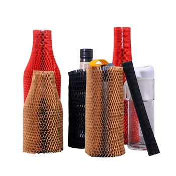 Recyclable Honeycomb Kraft Wrapping Paper Sleeve Protective Packaging for Wine Bottles Eco-Friendly Safe Protector