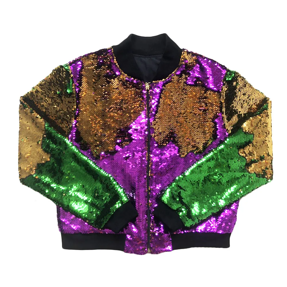 Sequin Jacket Purple, Green, and Gold Adult Confetti - 2XL