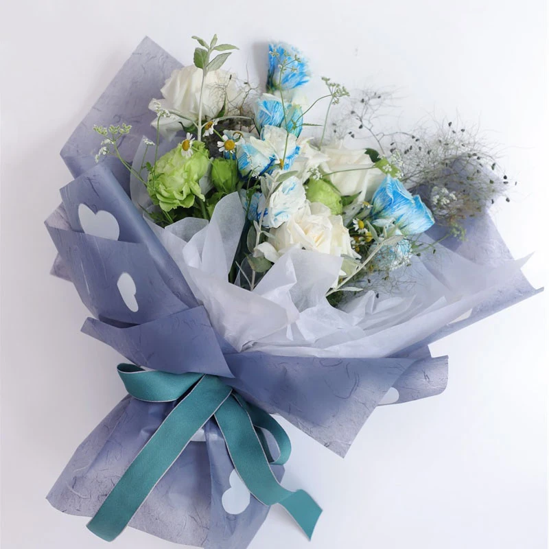 Flower Wrapping Paper,Florist Bouquet Supplies,DIY Crafts,Gift Packaging or  Gift Box Packaging, Wraps Waterproof Floral Wrapping Paper,blue,blue，G35853  