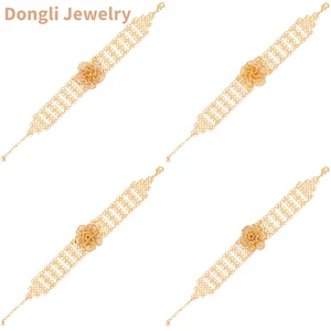 Champagne Gold 3D Floral Bracelet - Exquisite Jewelry for the Middle East Market