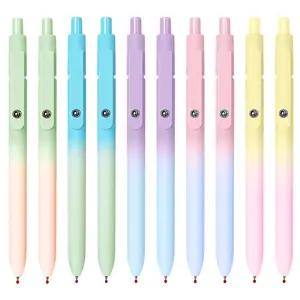 Auroral 5pcs Retractable Gel Ink Pens Black 0.7mm Fine Point Smooth Writing Pastel Gradient Shell Pens-for Gift
